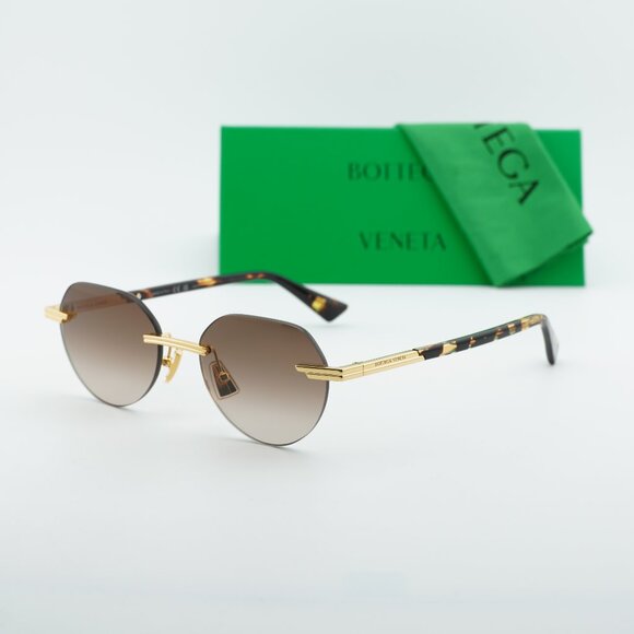 Bottega Veneta BV1379S 003 Square Sunglasses - Shiny Gold\\Gradient Brown main image 6
